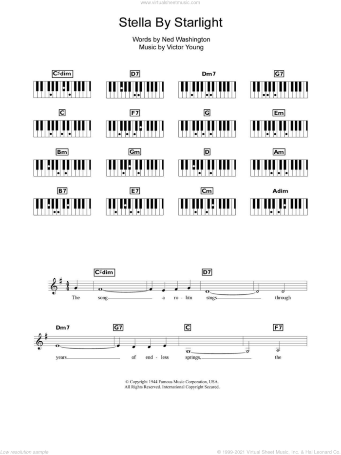 Stella By Starlight sheet music for piano solo (chords, lyrics, melody) by Victor Young and Ned Washington, intermediate piano (chords, lyrics, melody)