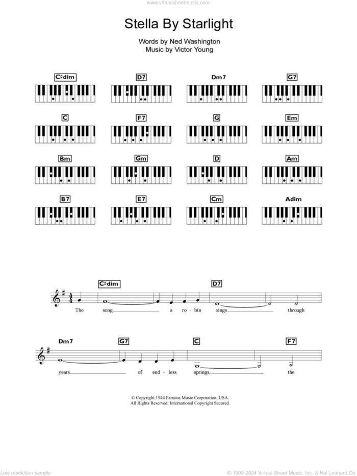 Stella By Starlight sheet music for piano solo (chords, lyrics, melody) by Victor Young and Ned Washington, intermediate piano (chords, lyrics, melody)