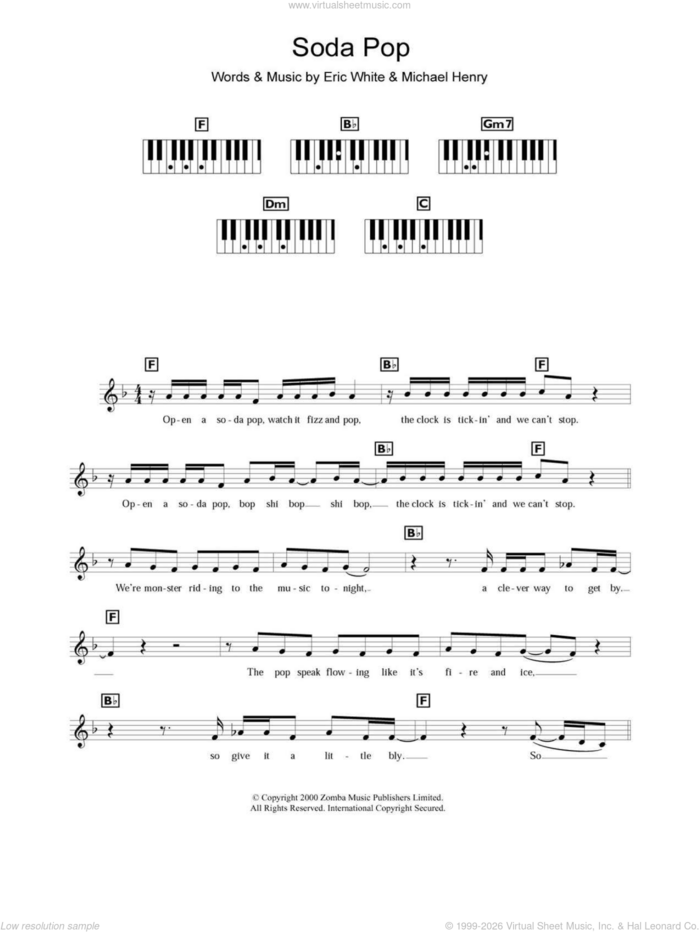 Soda Pop sheet music for piano solo (chords, lyrics, melody) by Britney Spears, Eric White and Michael Henry, intermediate piano (chords, lyrics, melody)