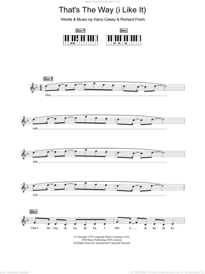 That's The Way (I Like It) sheet music for piano solo (chords, lyrics, melody) by KC & The Sunshine Band, Clock, Harry Wayne Casey and Richard Finch, intermediate piano (chords, lyrics, melody)