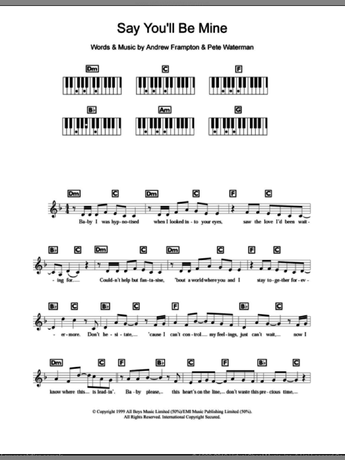 Say You'll Be Mine sheet music for piano solo (chords, lyrics, melody) by Steps, Andrew Frampton and Pete Waterman, intermediate piano (chords, lyrics, melody)
