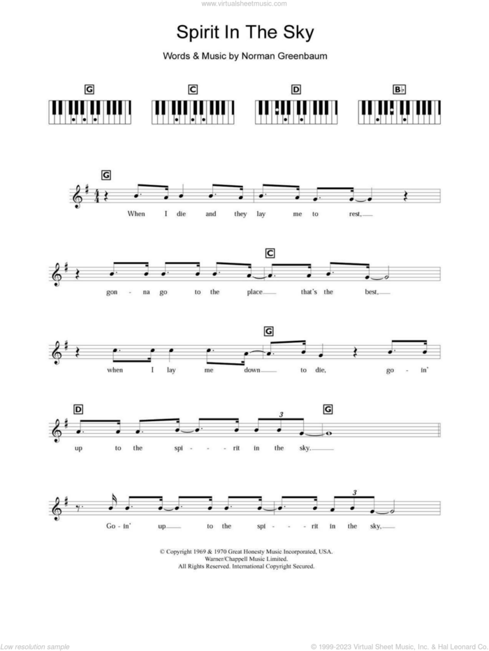 Spirit In The Sky sheet music for piano solo (chords, lyrics, melody) by Gareth Gates and Norman Greenbaum, intermediate piano (chords, lyrics, melody)