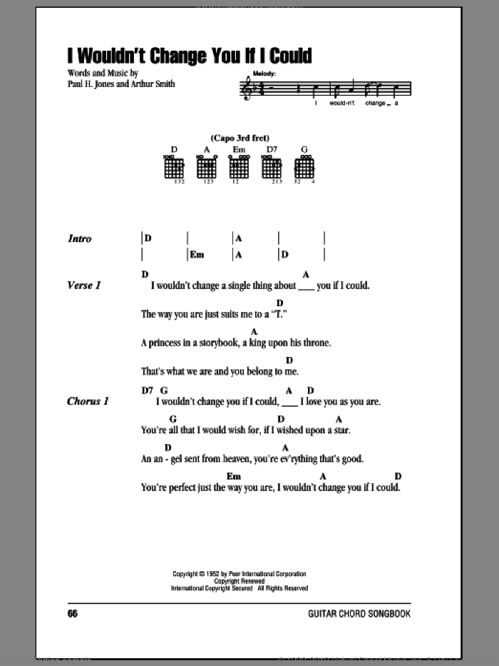 I Wouldn't Change You If I Could sheet music for guitar (chords) by Ricky Skaggs, Arthur Smith and Paul H. Jones, intermediate skill level