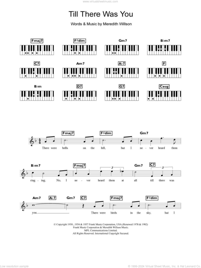 Till There Was You sheet music for piano solo (chords, lyrics, melody) by Meredith Willson and The Music Man (Musical), wedding score, intermediate piano (chords, lyrics, melody)