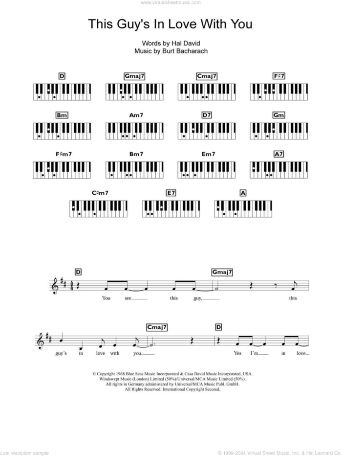 This Guy's In Love With You sheet music for piano solo (chords, lyrics, melody) by Herb Alpert & The Tijuana Brass, Bacharach & David, Burt Bacharach and Hal David, intermediate piano (chords, lyrics, melody)