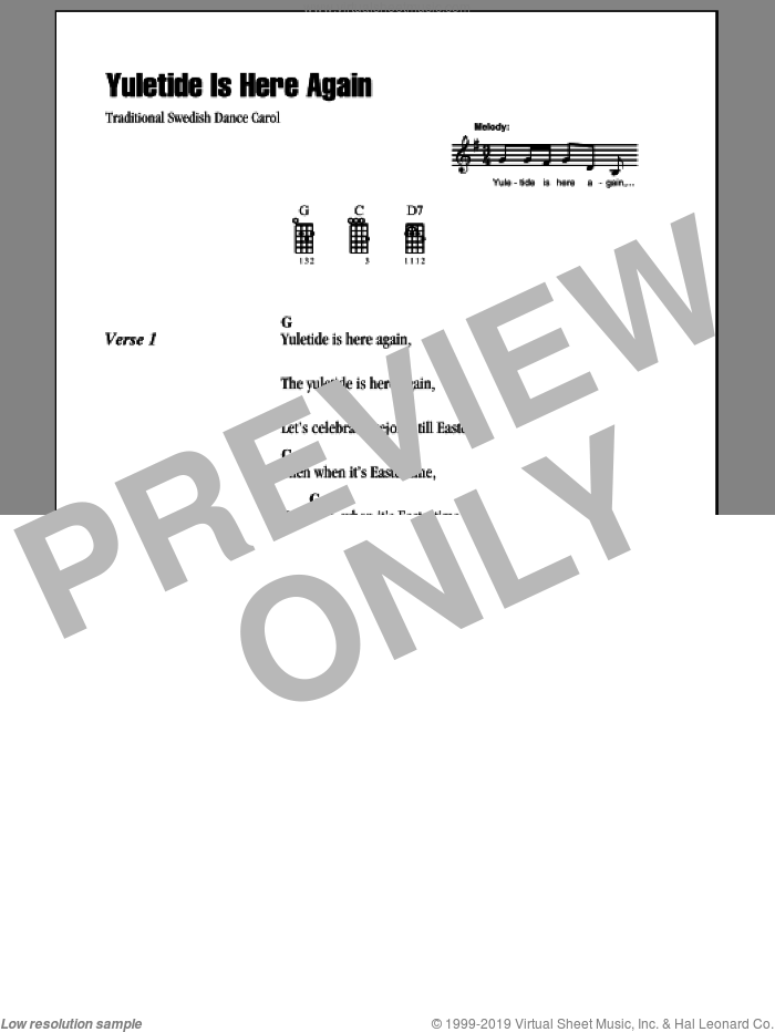 Yuletide Is Here Again sheet music for ukulele (chords), intermediate skill level