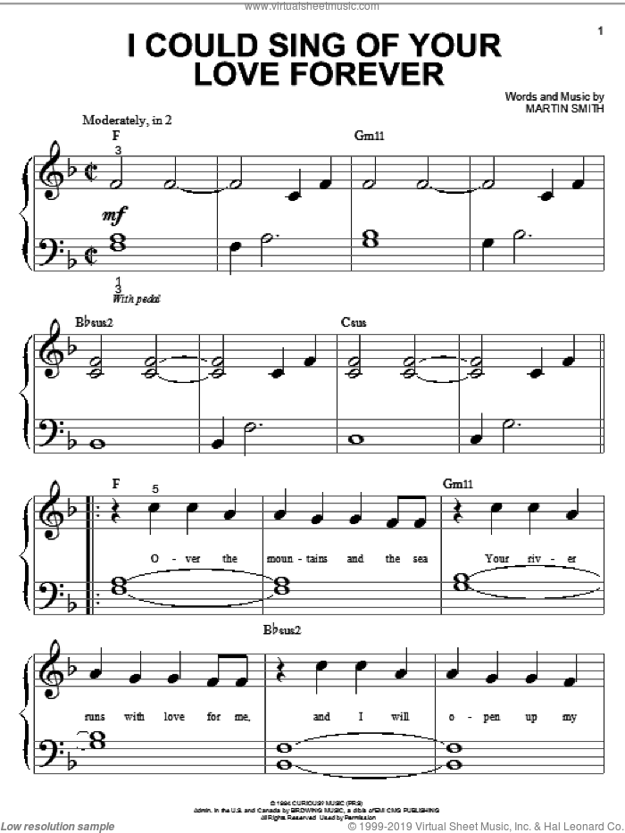 I Could Sing Of Your Love Forever sheet music for piano solo (big note book) by Delirious?, Passion Band and Martin Smith, wedding score, easy piano (big note book)