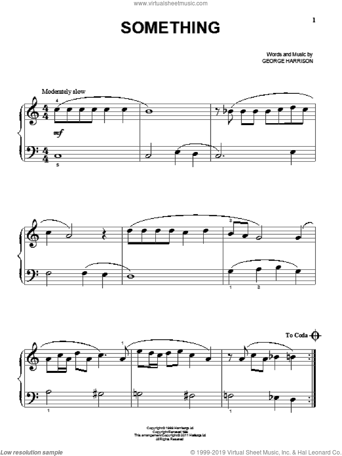Something sheet music for piano solo (big note book) by The Beatles and George Harrison, easy piano (big note book)