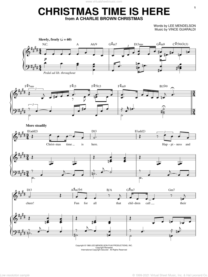 Christmas Time Is Here sheet music for voice and piano by Diana Krall, Lee Mendelson and Vince Guaraldi, intermediate skill level