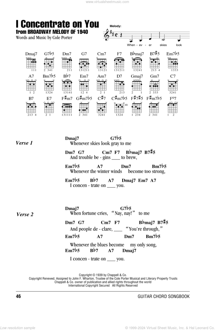 I Concentrate On You sheet music for guitar (chords) by Cole Porter, intermediate skill level