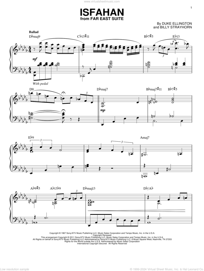 Isfahan (arr. Brent Edstrom) sheet music for piano solo by Duke Ellington and Billy Strayhorn, intermediate skill level