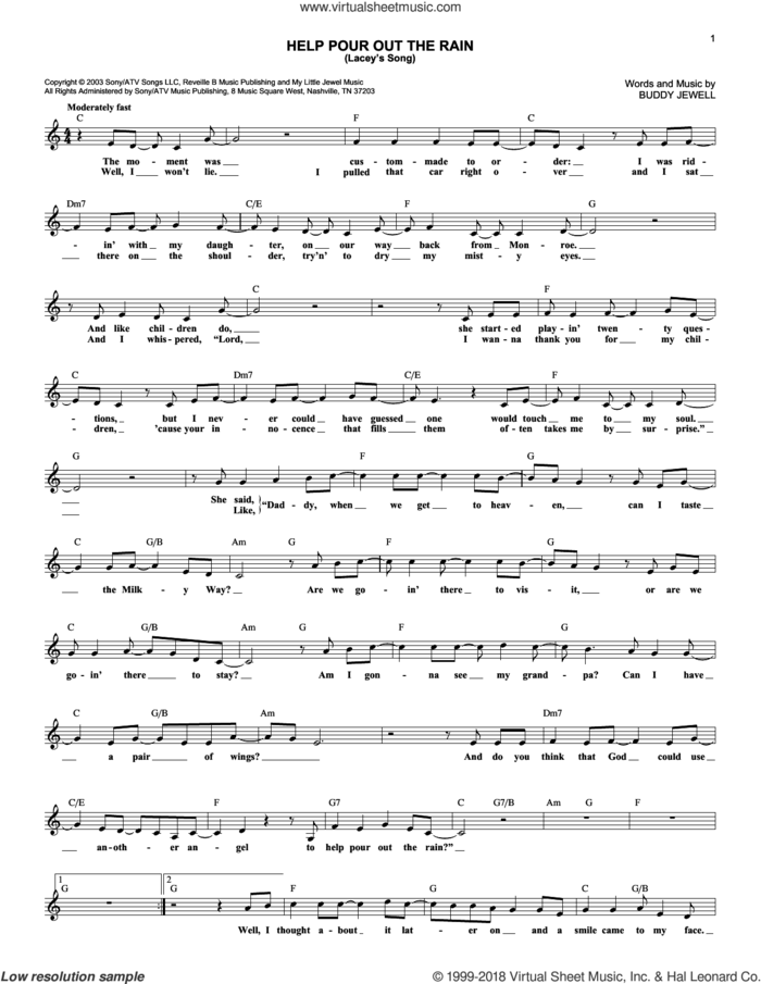 Help Pour Out The Rain (Lacey's Song) sheet music for voice and other instruments (fake book) by Buddy Jewell, intermediate skill level