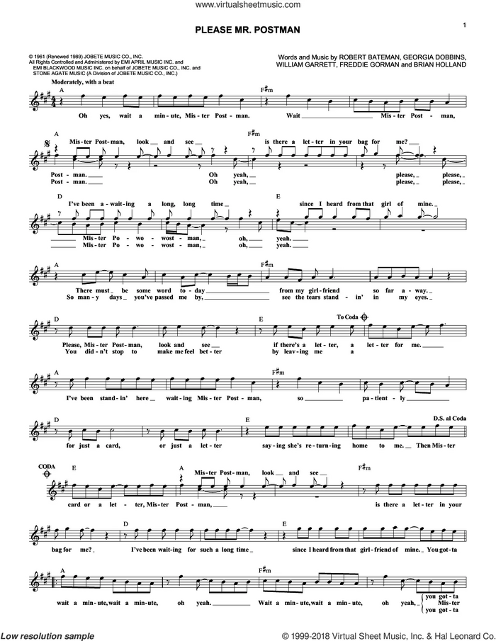 Beatles Please Mr Postman Sheet Music Fake Book Pdf