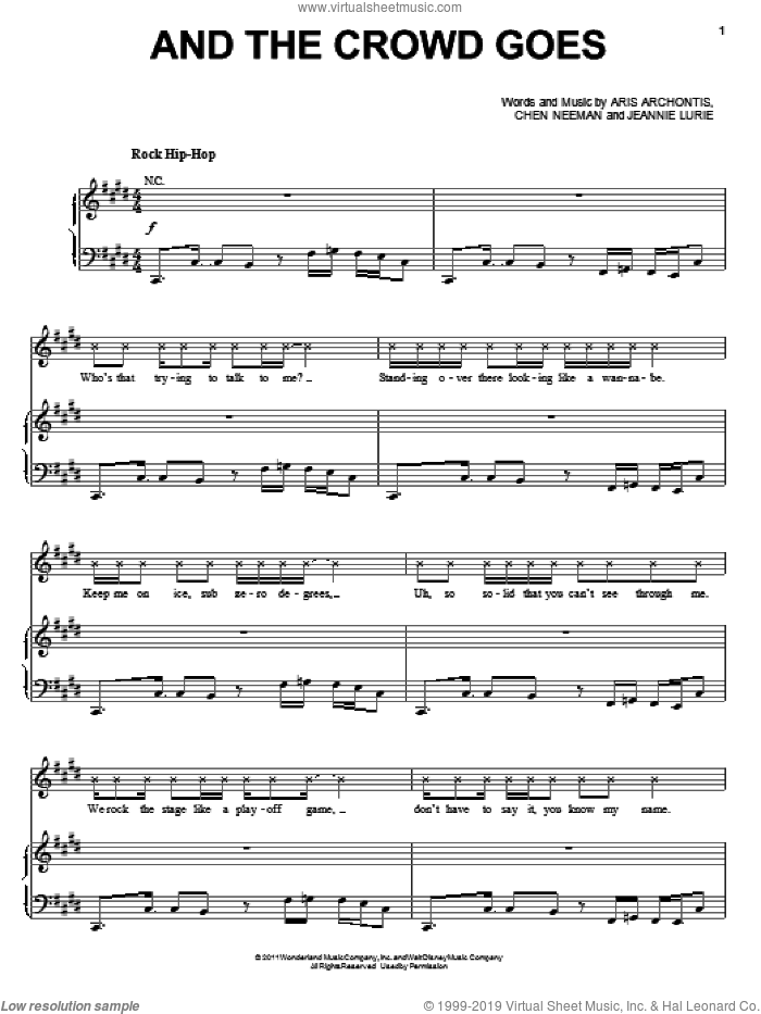 And The Crowd Goes sheet music for voice, piano or guitar by Lemonade Mouth (Movie), Chris Brochu, Aristeidis Archontis, Chen Neeman and Jeannie Lurie, intermediate skill level