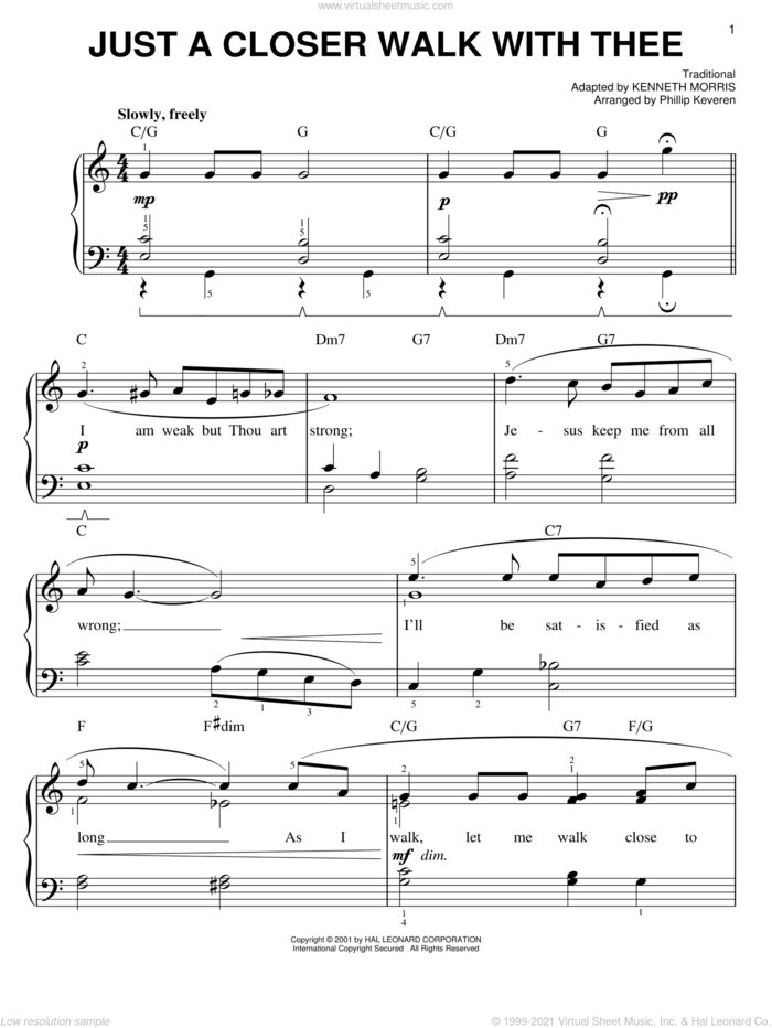 Just A Closer Walk With Thee (arr. Phillip Keveren) sheet music for piano solo by Kenneth Morris, Phillip Keveren and Miscellaneous, easy skill level