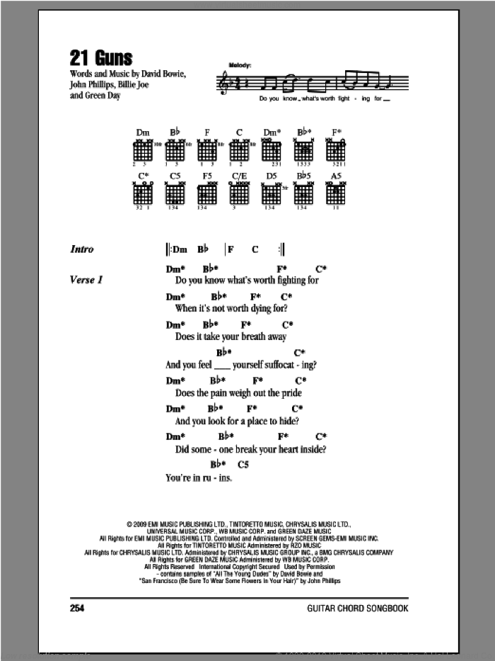 green day guitar chord