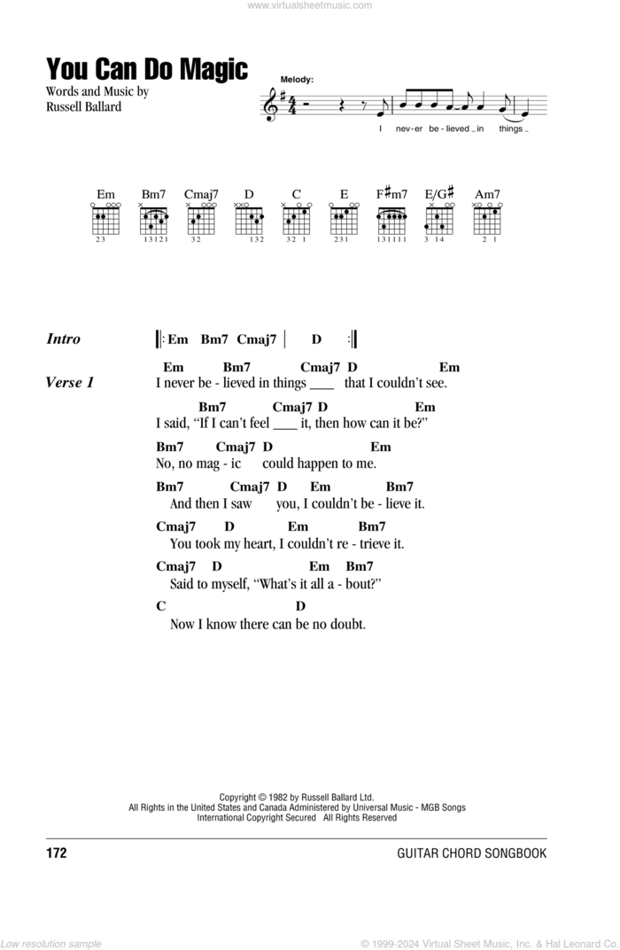 You Can Do Magic sheet music for guitar (chords) by America and Russ Ballard, intermediate skill level