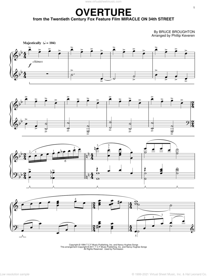 Overture (arr. Phillip Keveren) sheet music for piano solo by Bruce Broughton and Phillip Keveren, intermediate skill level