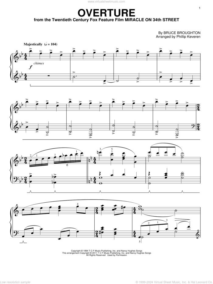 Overture (arr. Phillip Keveren) sheet music for piano solo by Bruce Broughton and Phillip Keveren, intermediate skill level