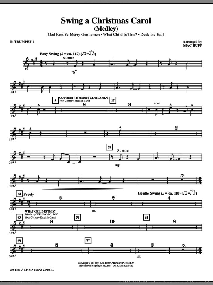 Swing A Christmas Carol (Medley) (complete set of parts) sheet music for orchestra/band by Mac Huff, intermediate skill level