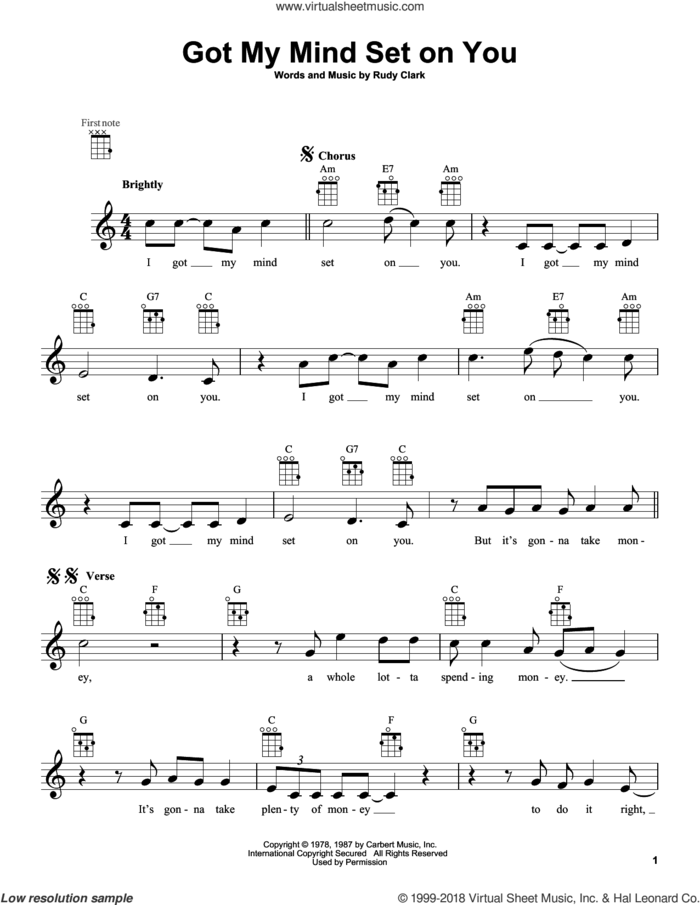 Got My Mind Set On You sheet music for voice and other instruments (fake book) by George Harrison and Rudy Clark, intermediate skill level