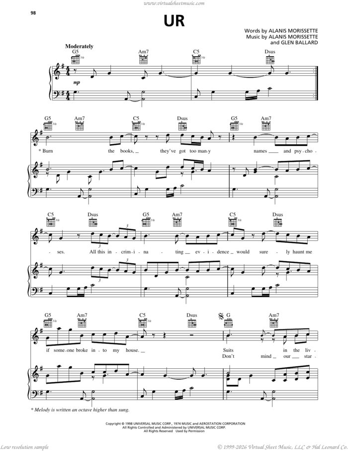 Ur Note Music Example UR sheet music for voice, piano or guitar (PDF)