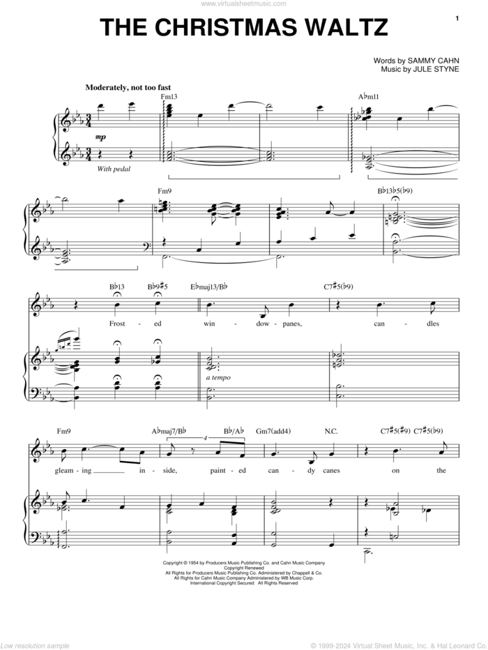 The Christmas Waltz sheet music for voice and piano by Barry Manilow, Jule Styne and Sammy Cahn, intermediate skill level