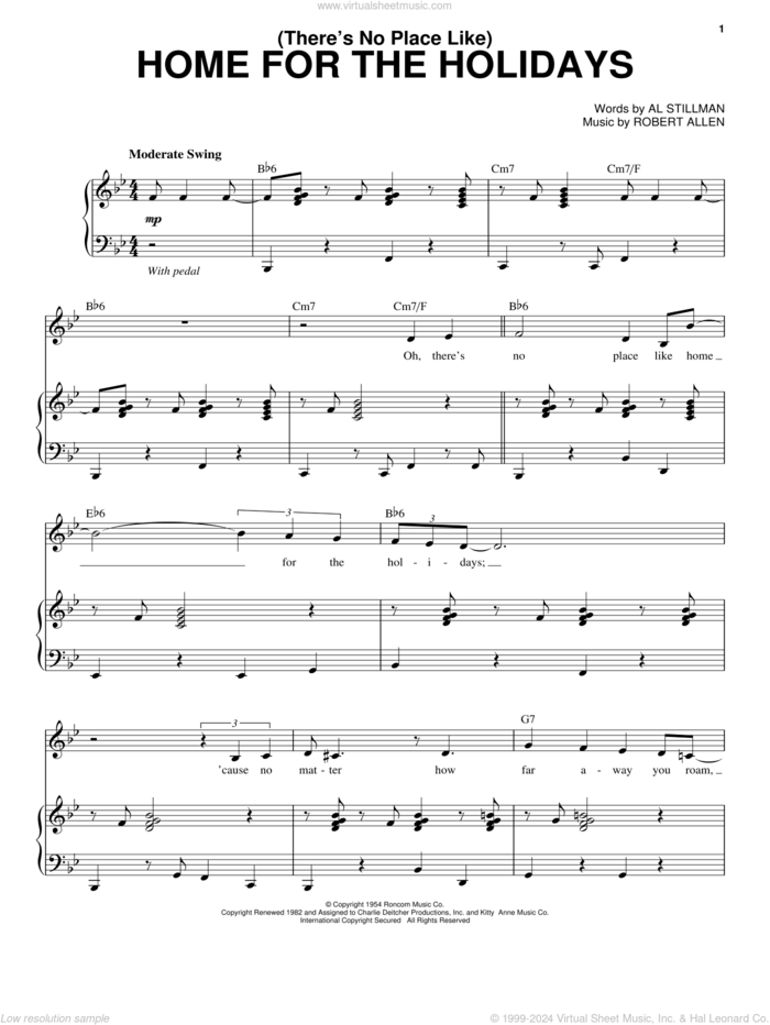 (There's No Place Like) Home For The Holidays sheet music for voice and piano by Robert Goulet, Perry Como, Al Stillman and Robert Allen, intermediate skill level