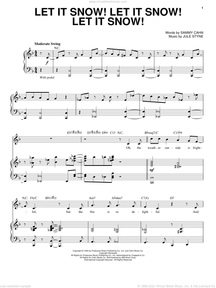Let It Snow! Let It Snow! Let It Snow! sheet music for voice and piano by Steve Tyrell, Jule Styne and Sammy Cahn, intermediate skill level