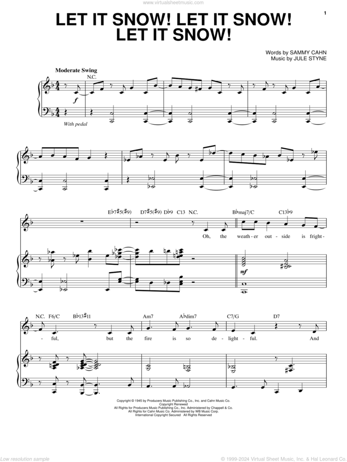 Let It Snow! Let It Snow! Let It Snow! sheet music for voice and piano by Steve Tyrell, Jule Styne and Sammy Cahn, intermediate skill level