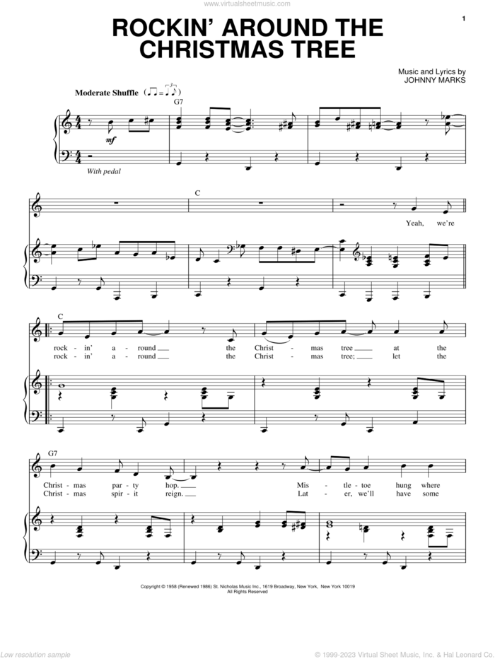 Rockin' Around The Christmas Tree sheet music for voice and piano by Toby Keith and Johnny Marks, intermediate skill level