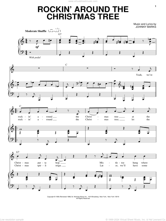 Rockin' Around The Christmas Tree sheet music for voice and piano by Toby Keith and Johnny Marks, intermediate skill level