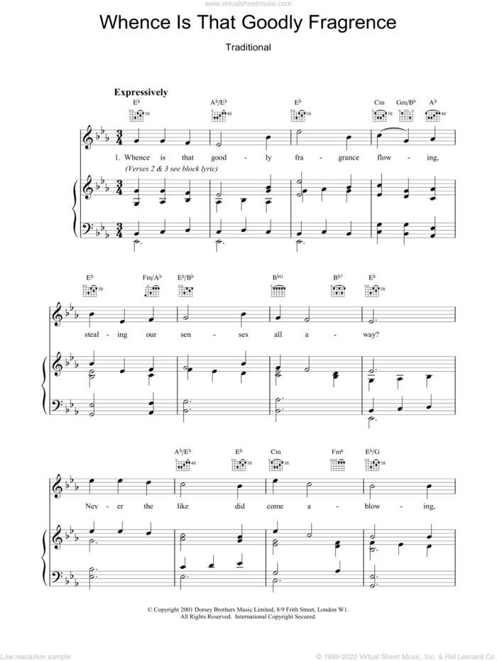 Whence Is That Goodly Fragrance sheet music for voice, piano or guitar, intermediate skill level