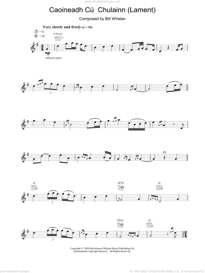 Caoineadh Chu Chulainn sheet music for piano solo by Riverdance and Bill Whelan, intermediate skill level