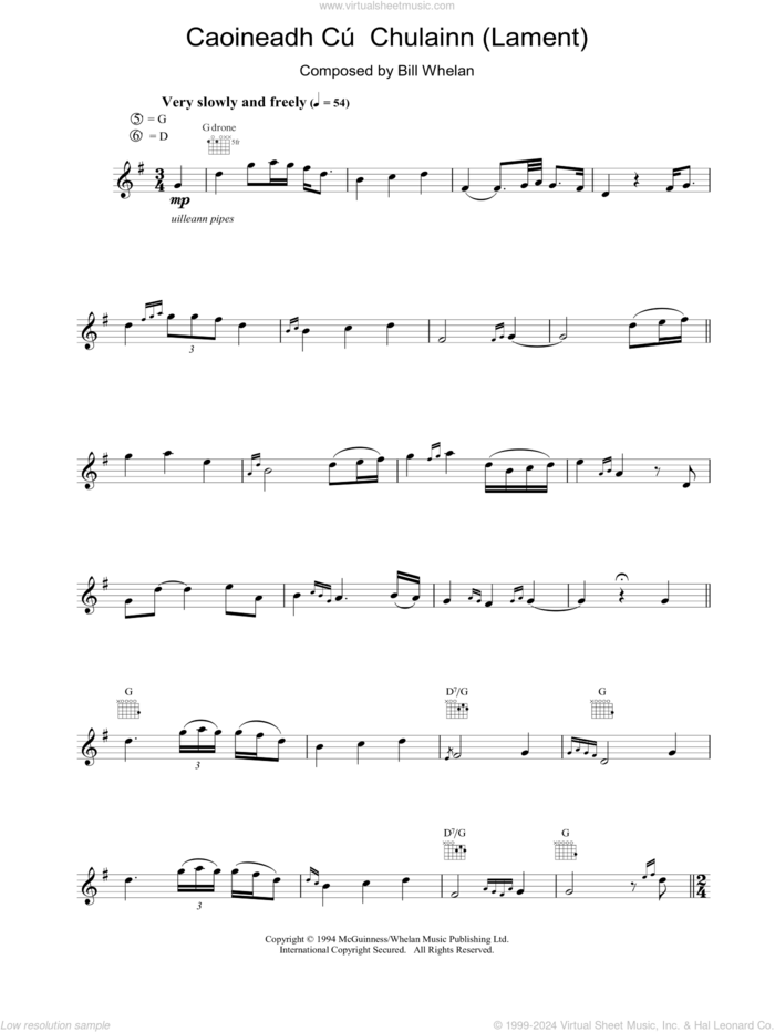 Caoineadh Chu Chulainn sheet music for piano solo by Riverdance and Bill Whelan, intermediate skill level