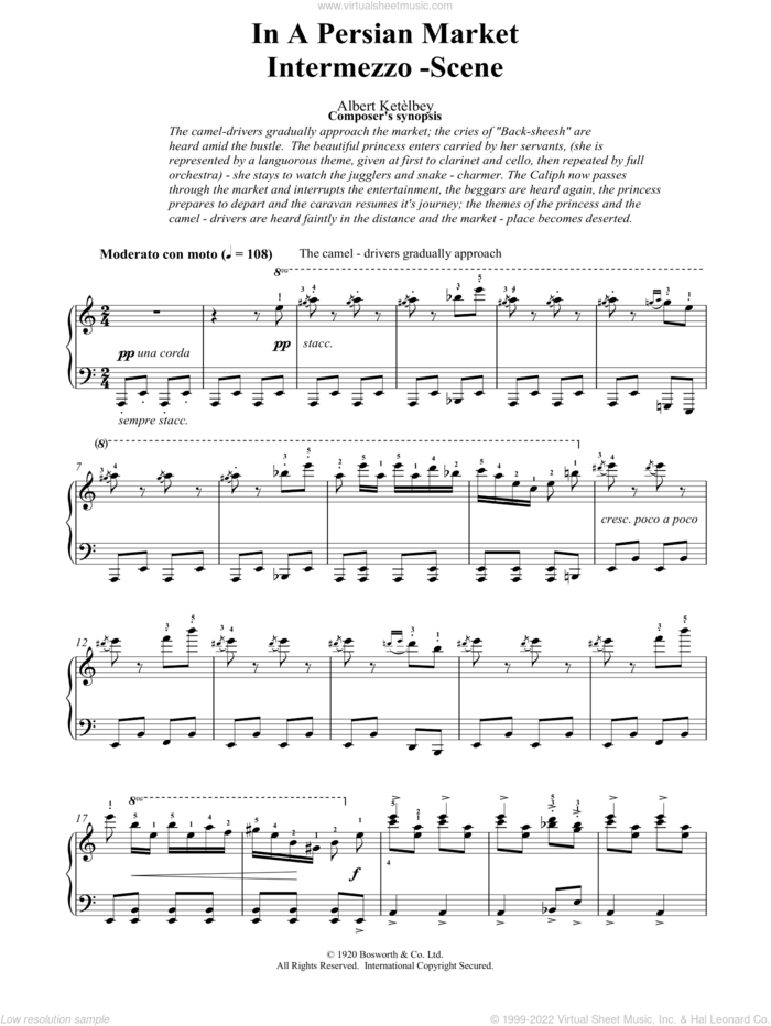 In A Persian Market sheet music for piano solo by Albert Ketelbey, intermediate skill level
