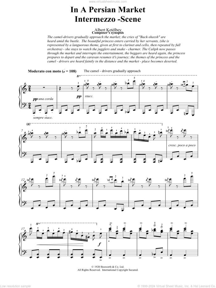 In A Persian Market sheet music for piano solo by Albert Ketelbey, intermediate skill level