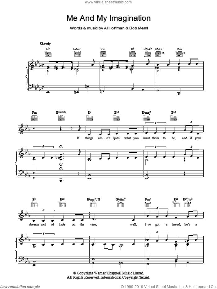 Me And My Imagination sheet music for voice, piano or guitar by Bob Merrill and Al Hoffman, intermediate skill level