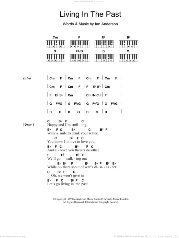 Living In The Past sheet music for piano solo (chords, lyrics, melody) by Jethro Tull and Ian Anderson, intermediate piano (chords, lyrics, melody)