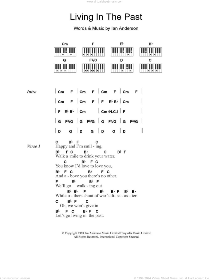 Living In The Past sheet music for piano solo (chords, lyrics, melody) by Jethro Tull and Ian Anderson, intermediate piano (chords, lyrics, melody)