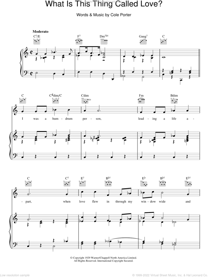 What Is This Thing Called Love? sheet music for voice, piano or guitar by Cole Porter, intermediate skill level