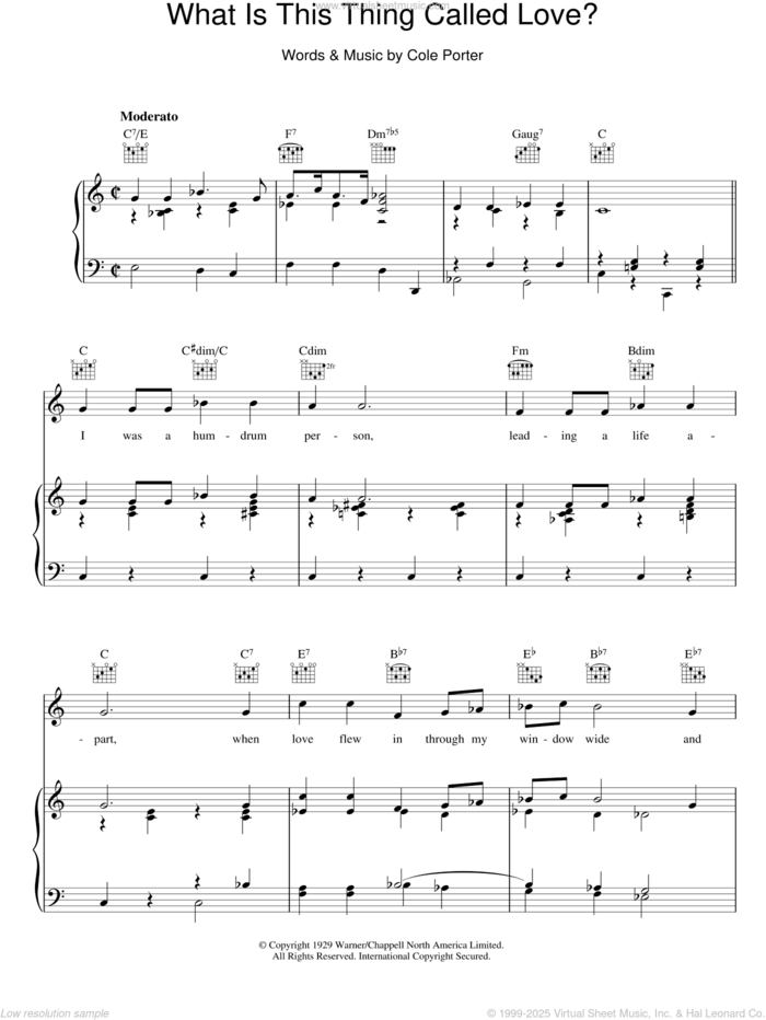 What Is This Thing Called Love? sheet music for voice, piano or guitar by Cole Porter, intermediate skill level