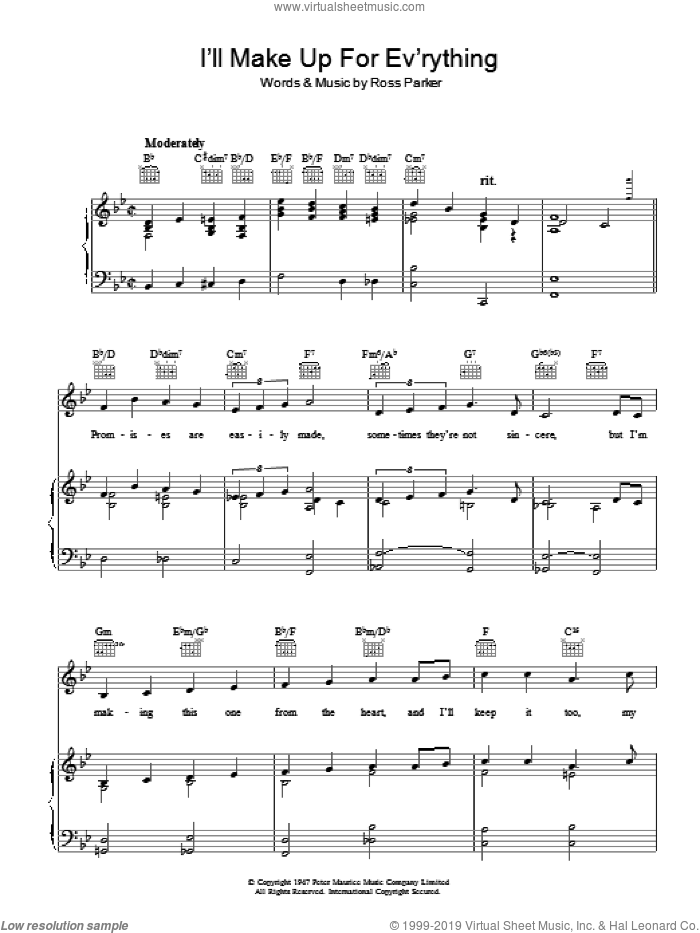 I'll Make Up For Ev'rything sheet music for voice, piano or guitar by Frank Sinatra and Ross Parker, intermediate skill level