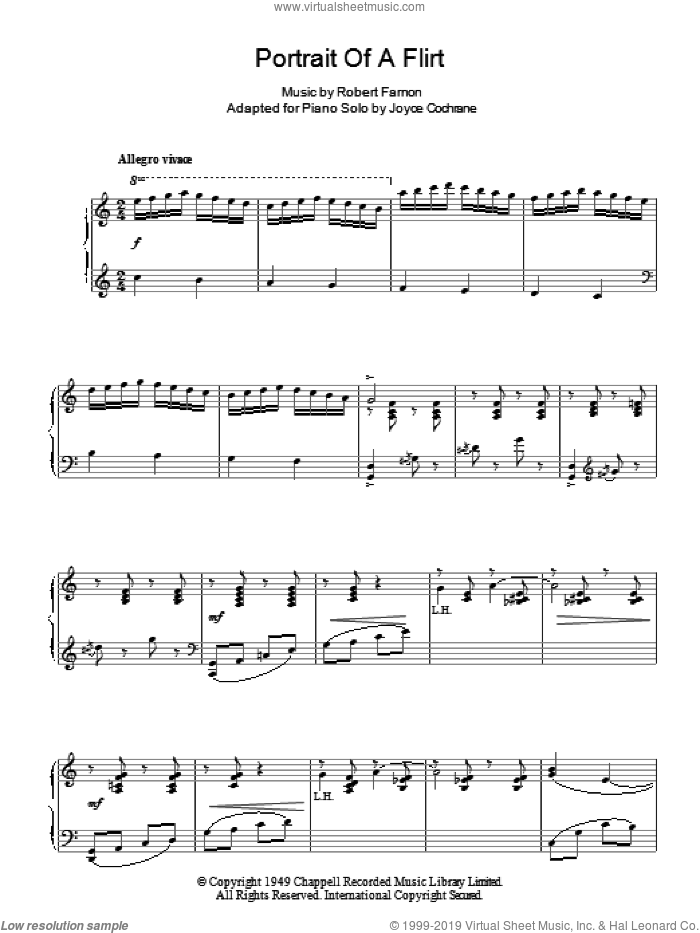 Portrait Of A Flirt sheet music for piano solo by Robert Farnon, intermediate skill level
