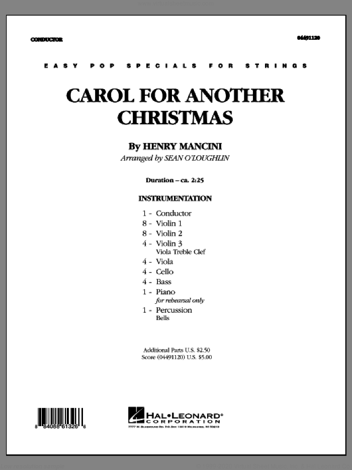 Carol For Another Christmas (COMPLETE) sheet music for orchestra by Henry Mancini, intermediate skill level