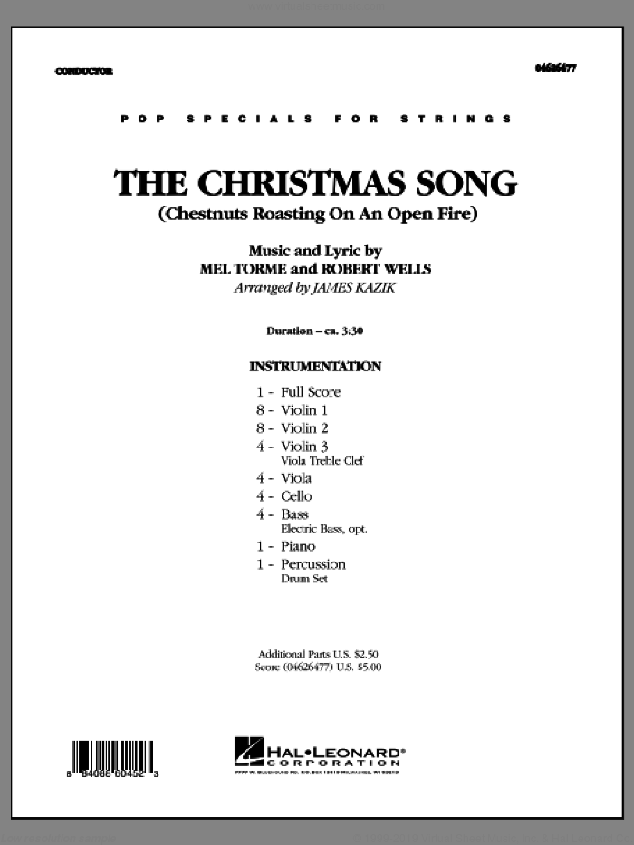 The Christmas Song (COMPLETE) sheet music for orchestra by Mel Torme, Robert Wells and James Kazik, intermediate skill level