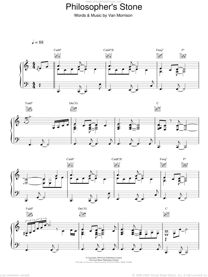 Philosopher's Stone sheet music for voice, piano or guitar by Van Morrison, intermediate skill level