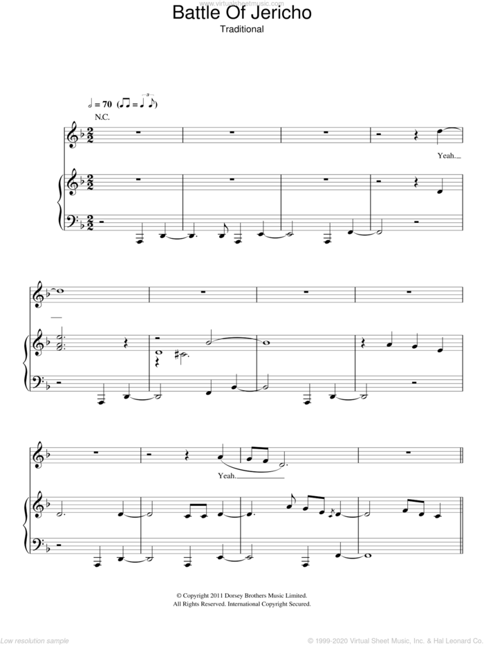 Joshua Fit De Battle Of Jericho sheet music for voice, piano or guitar by Hugh Laurie and Miscellaneous, intermediate skill level