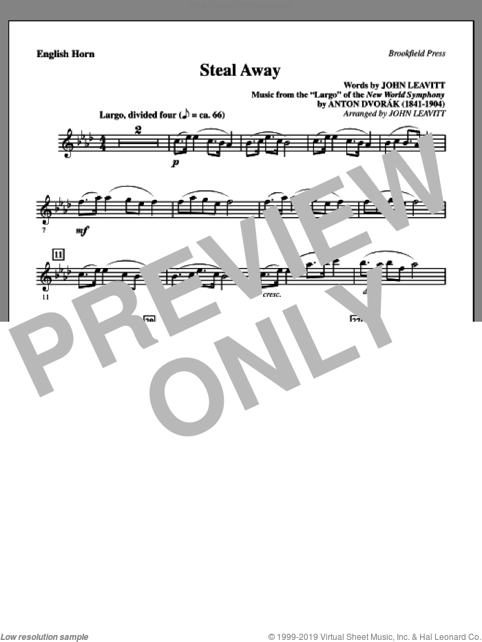 Steal Away (Steal Away To Jesus) sheet music for orchestra/band (english horn) by Antonin Dvorak and John Leavitt, intermediate skill level