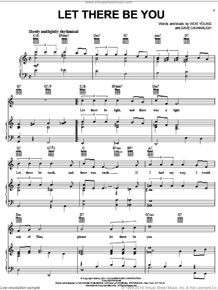 Let There Be You sheet music for voice, piano or guitar by The Five Keys, Dave Cavanaugh and Victor Young, intermediate skill level